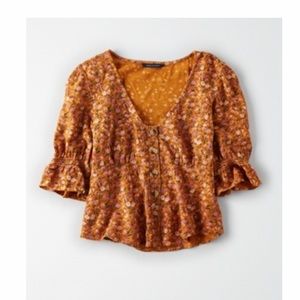 Short sleeve button up top